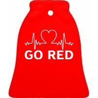 Go Red Pulse Heart Disease Awareness Ceramic Bell Ornament