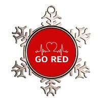 Go Red Pulse Heart Disease Awareness Metallic Star Ornament