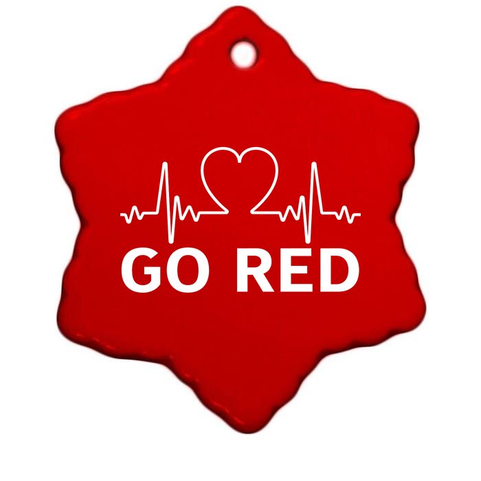 Go Red Pulse Heart Disease Awareness Ceramic Star Ornament