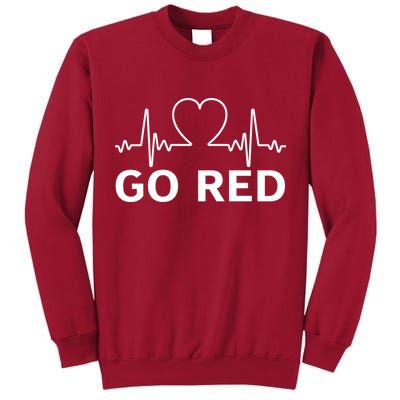 Go Red Pulse Heart Disease Awareness Tall Sweatshirt