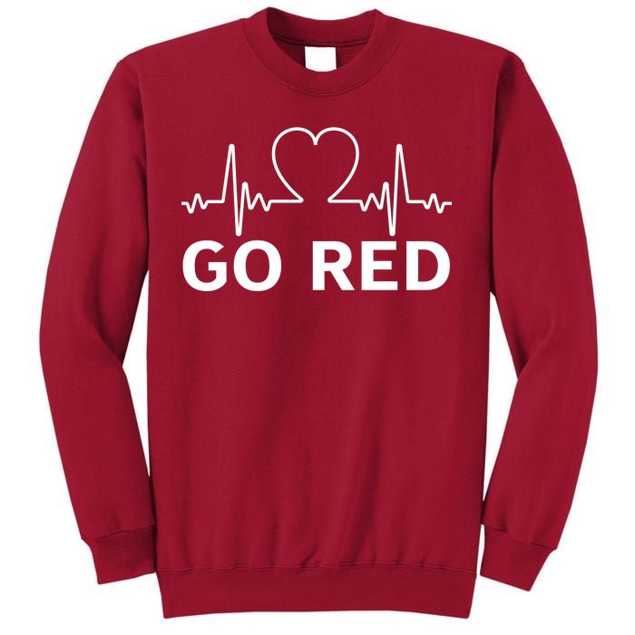 Go Red Pulse Heart Disease Awareness Tall Sweatshirt