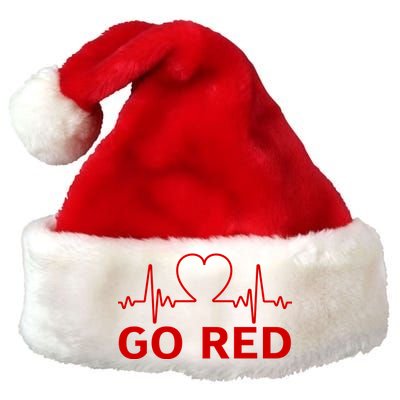 Go Red Pulse Heart Disease Awareness Premium Christmas Santa Hat