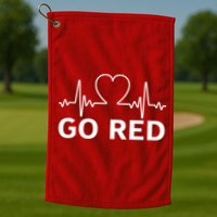Go Red Pulse Heart Disease Awareness Golf Towel