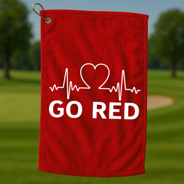 Go Red Pulse Heart Disease Awareness Golf Towel