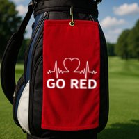 Go Red Pulse Heart Disease Awareness Golf Towel