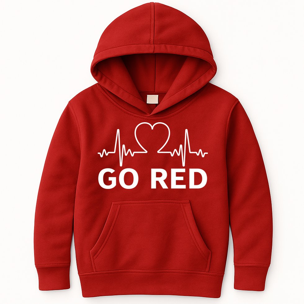 Go Red Pulse Heart Disease Awareness Kids Hoodie