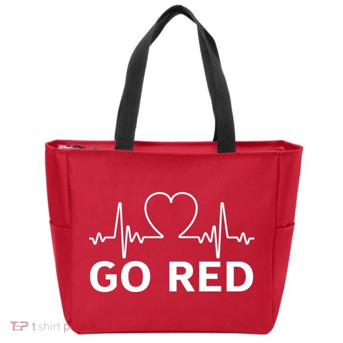 Go Red Pulse Heart Disease Awareness Zip Tote Bag