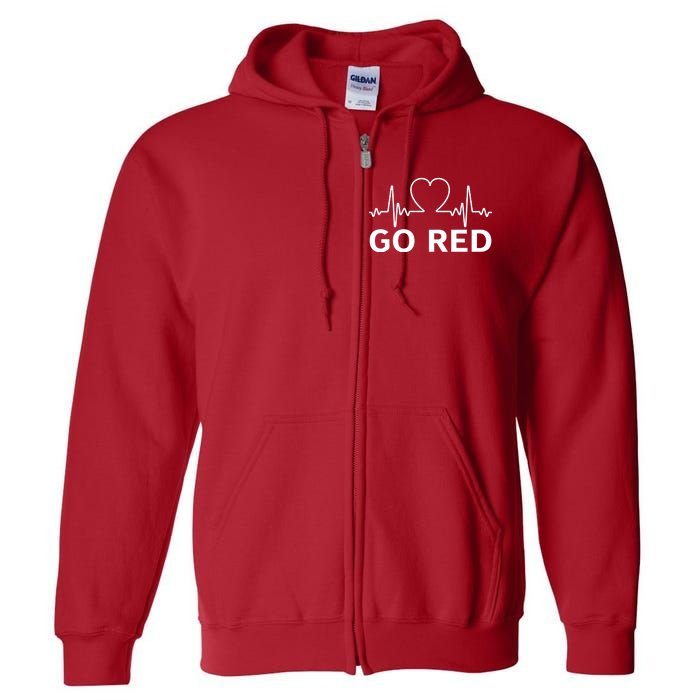 Go Red Pulse Heart Disease Awareness Full Zip Hoodie