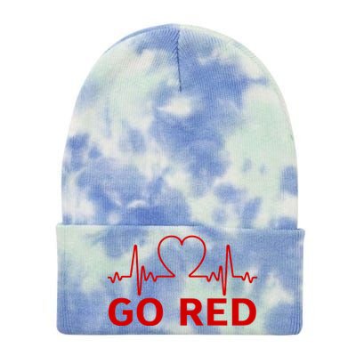 Go Red Pulse Heart Disease Awareness Tie Dye 12in Knit Beanie