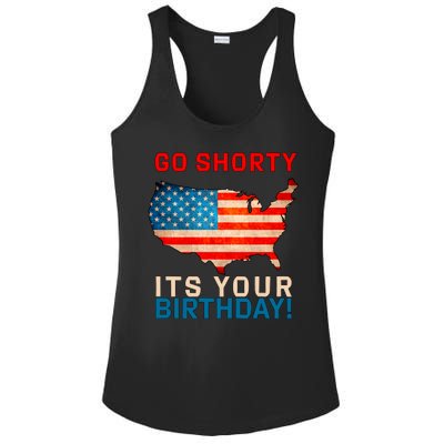 Go Shorty Its Your Birthday America 4th of July Ladies PosiCharge Competitor Racerback Tank