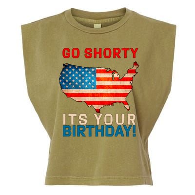 Go Shorty Its Your Birthday America 4th of July Garment-Dyed Women's Muscle Tee