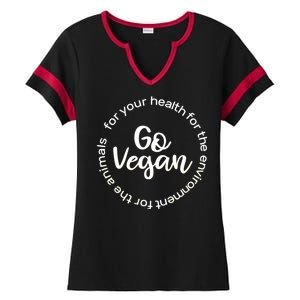 Go Vegan For Life Ladies Halftime Notch Neck Tee