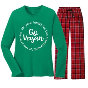 Go Vegan For Life Women's Long Sleeve Flannel Pajama Set 