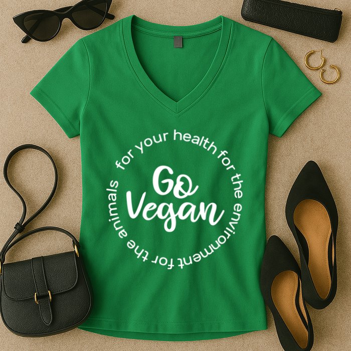 Go Vegan For Life Women's V-Neck T-Shirt