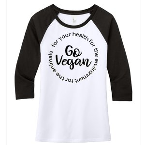 Go Vegan For Life Women's Tri-Blend 3/4-Sleeve Raglan Shirt