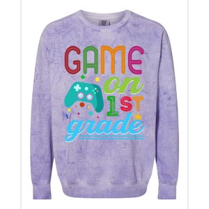 Game On 1St Grade First Video Controller Teacher Student Great Gift Colorblast Crewneck Sweatshirt