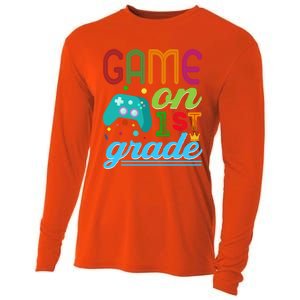 Game On 1St Grade First Video Controller Teacher Student Great Gift Cooling Performance Long Sleeve Crew