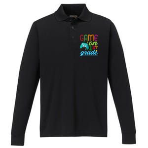 Game On 1St Grade First Video Controller Teacher Student Great Gift Performance Long Sleeve Polo