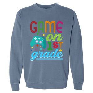 Game On 1St Grade First Video Controller Teacher Student Great Gift Garment-Dyed Sweatshirt