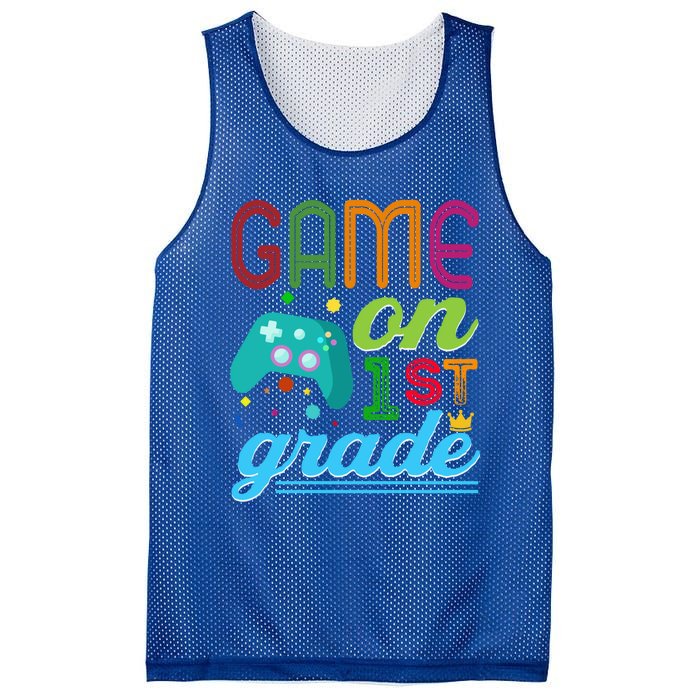 Game On 1St Grade First Video Controller Teacher Student Great Gift Mesh Reversible Basketball Jersey Tank