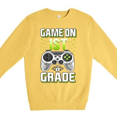 Game On 1St Grade Gift Funny Gamer Back To School Gift Premium Crewneck Sweatshirt