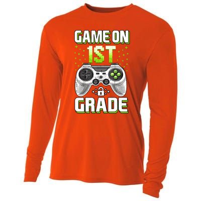 Game On 1St Grade Gift Funny Gamer Back To School Gift Cooling Performance Long Sleeve Crew