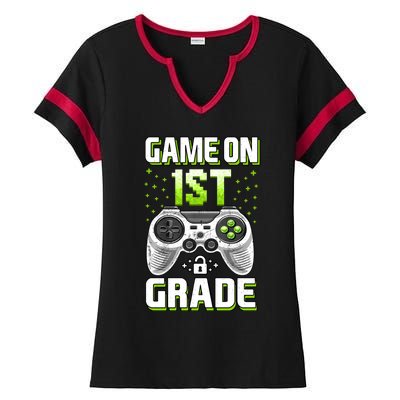 Game On 1St Grade Gift Funny Gamer Back To School Gift Ladies Halftime Notch Neck Tee