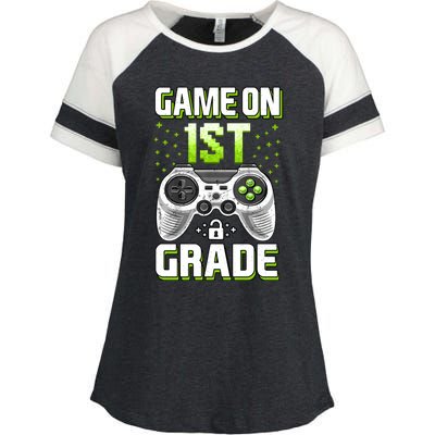 Game On 1St Grade Gift Funny Gamer Back To School Gift Enza Ladies Jersey Colorblock Tee