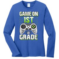 Game On 1St Grade Gift Funny Gamer Back To School Gift Ladies Long Sleeve Shirt