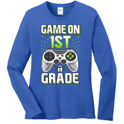 Game On 1St Grade Gift Funny Gamer Back To School Gift Ladies Long Sleeve Shirt