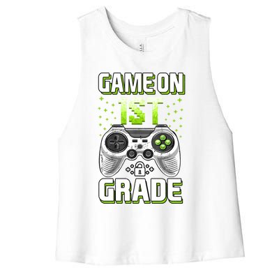 Game On 1St Grade Gift Funny Gamer Back To School Gift Women's Racerback Cropped Tank