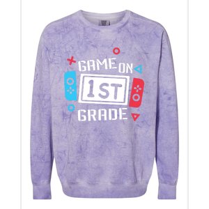 Game On 1St Grade Gift First Grade Back To School Gift Funny Gift Colorblast Crewneck Sweatshirt