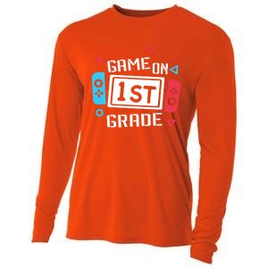 Game On 1St Grade Gift First Grade Back To School Gift Funny Gift Cooling Performance Long Sleeve Crew