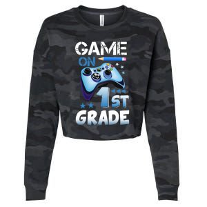 Game On 1St Grade First Day Gamer Back To School Funny Gift Cropped Pullover Crew