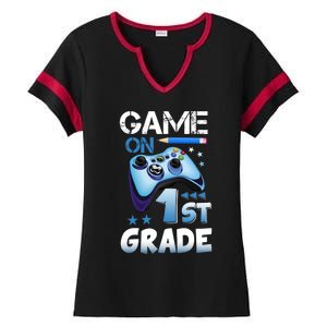 Game On 1St Grade First Day Gamer Back To School Funny Gift Ladies Halftime Notch Neck Tee