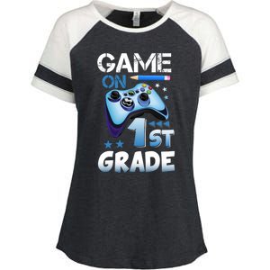 Game On 1St Grade First Day Gamer Back To School Funny Gift Enza Ladies Jersey Colorblock Tee