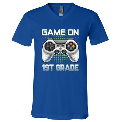 Game On 1St Grade Gamers Video Game Back To School Gift V-Neck T-Shirt