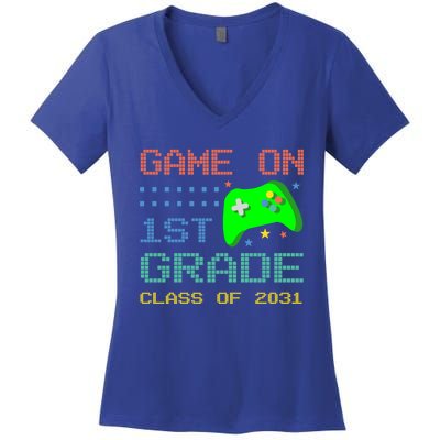 Game On 1St Grade Class Of 2031 Back To School Gifgift Women's V-Neck T-Shirt