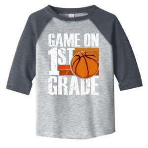 Game On 1st Grade Basketball Back To School First Grade Team Toddler Fine Jersey T-Shirt