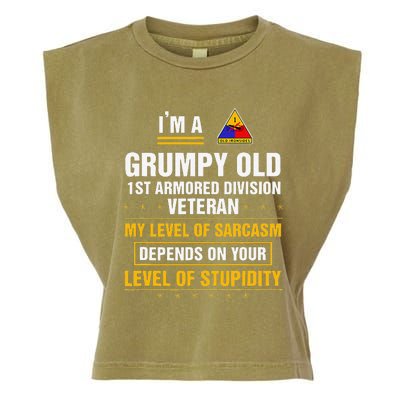 Grumpy Old 1st Armored Division Veteran Father Day Christmas Garment-Dyed Women's Muscle Tee