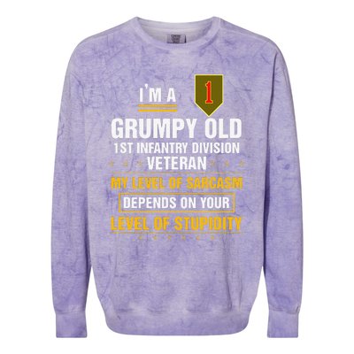 Grumpy Old 1st Infantry Division Veteran Father Day Colorblast Crewneck Sweatshirt