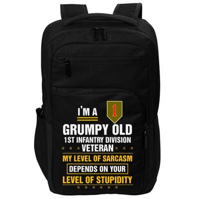 Grumpy Old 1st Infantry Division Veteran Father Day Impact Tech Backpack
