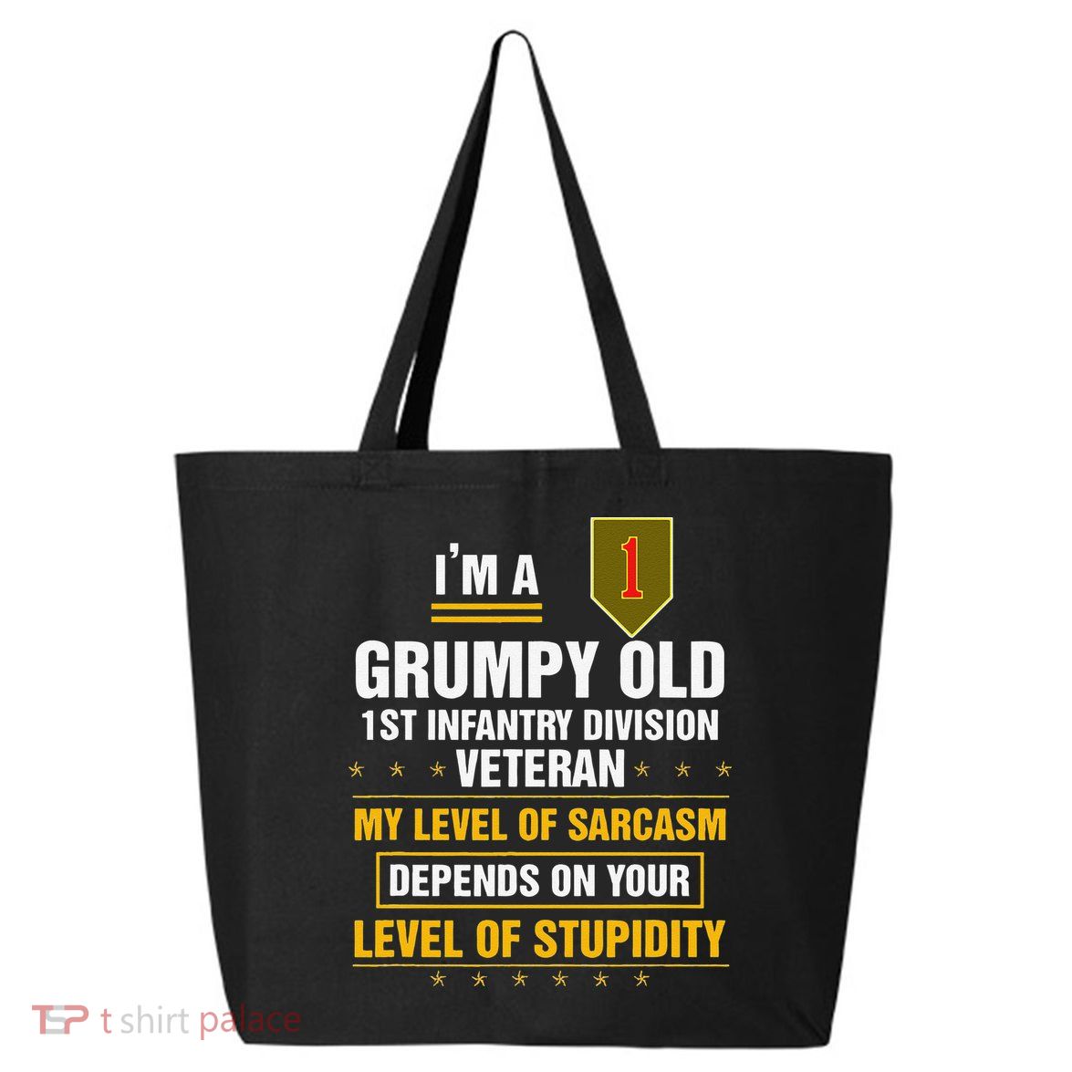 Grumpy Old 1st Infantry Division Veteran Father Day 25L Jumbo Tote