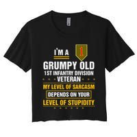 Grumpy Old 1st Infantry Division Veteran Father Day Women's Crop Top Tee