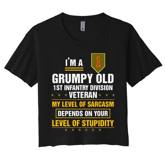 Grumpy Old 1st Infantry Division Veteran Father Day Women's Crop Top Tee