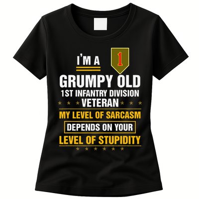 Grumpy Old 1st Infantry Division Veteran Father Day Womens T-Shirt