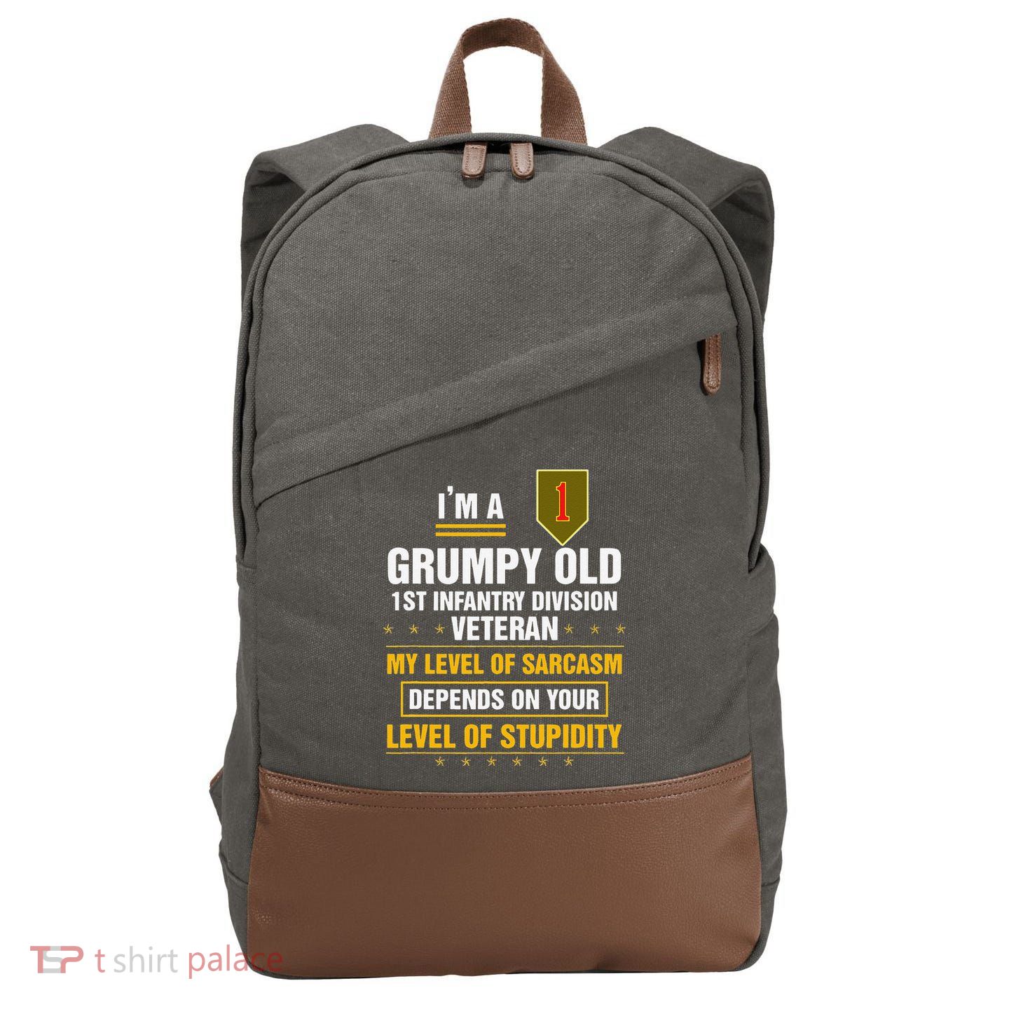Grumpy Old 1st Infantry Division Veteran Father Day Cotton Canvas Backpack