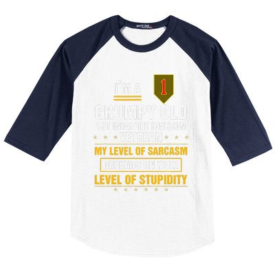 Grumpy Old 1st Infantry Division Veteran Father Day Baseball Sleeve Shirt