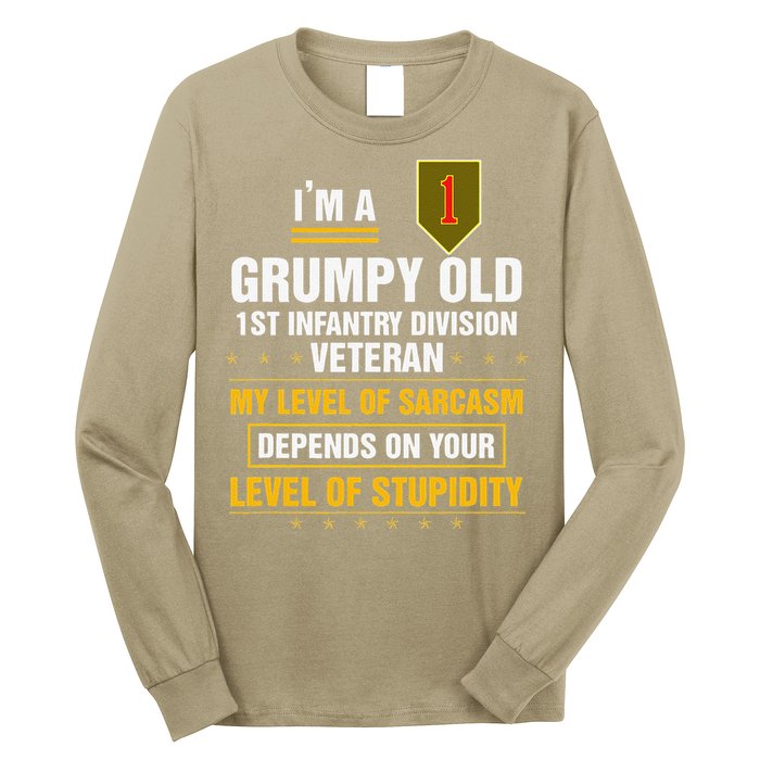 Grumpy Old 1st Infantry Division Veteran Father Day Long Sleeve Shirt
