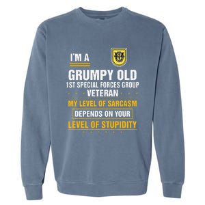 Grumpy Old 1st Special Forces Group Veteran Father Day Garment-Dyed Sweatshirt